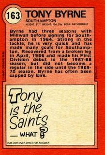 1972 A&BC Red Backs #163 Tony Byrne Back