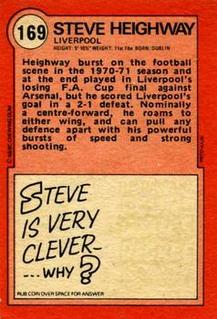 1972 A&BC Red Backs #169 Steve Heighway Back