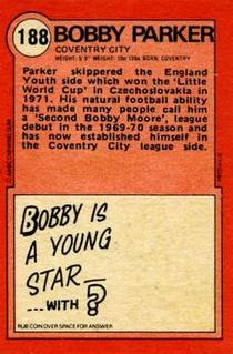 1972 A&BC Red Backs #188 Bobby Parker Back