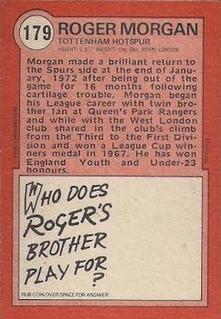 1972 A&BC Red Backs #179 Roger Morgan Back