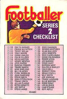 1972 A&BC Red Backs #154 Checklist Series 2 Front
