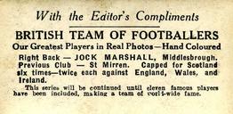 1922 D.C. Thomson British Team Of Footballers #NNO Jock Marshall Back