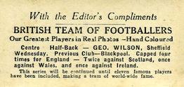 1922 D.C. Thomson British Team Of Footballers #NNO George Wilson Back