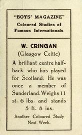 1922-23 Boys' Magazine Coloured Studies of Famous Internationals #NNO William Cringan Back