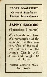 1922-23 Boys' Magazine Coloured Studies of Famous Internationals #NNO Sammy Brooks Back