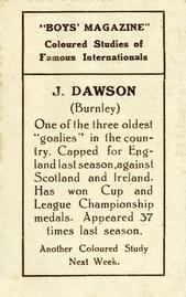 1922-23 Boys' Magazine Coloured Studies of Famous Internationals #NNO Jerry Dawson Back