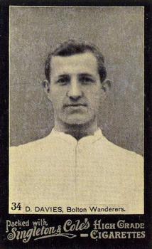 1905 Singleton & Cole's Footballers #34 Dai Davies Front