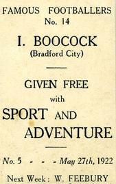 1922 Sport and Adventure Famous Footballers #14 Irvine Boocock Back
