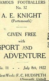 1922 Sport and Adventure Famous Footballers #32 Arthur Knight Back