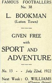 1922 Sport and Adventure Famous Footballers #38 Louis Bookman Back