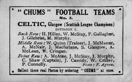 1922 Chums Football Teams #3 Celtic Team Group Back