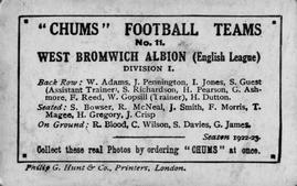 1922 Chums Football Teams #11 West Bromwich Albion Back