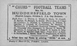 1922 Chums Football Teams #13 Huddersfield Town Back