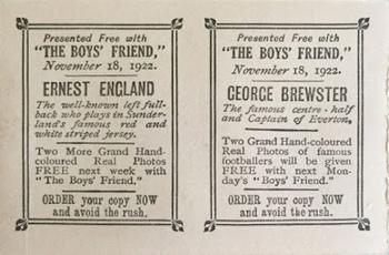 1922 The Boys' Friend Footballers - Uncut pairs #NNO George Brewster / Ernest England Back