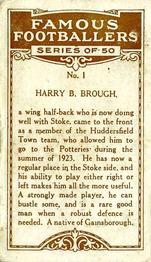 1923 British American Tobacco Famous Footballers #1 Harry Brough Back