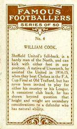 1923 British American Tobacco Famous Footballers #4 Billy Cook Back