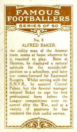 1923 British American Tobacco Famous Footballers #8 Alf Baker Back
