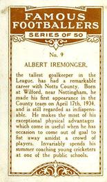 1923 British American Tobacco Famous Footballers #9 Albert Iremonger Back