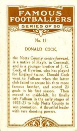 1923 British American Tobacco Famous Footballers #15 Donald Cock Back