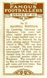 1923 British American Tobacco Famous Footballers #23 Max Woosnam Back