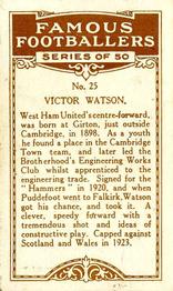 1923 British American Tobacco Famous Footballers #25 Vic Watson Back