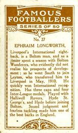 1923 British American Tobacco Famous Footballers #27 Ephraim Longworth Back