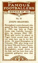 1923 British American Tobacco Famous Footballers #33 Joe Bradford Back