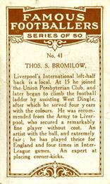 1923 British American Tobacco Famous Footballers #41 Tom Bromilow Back