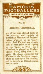 1923 British American Tobacco Famous Footballers #50 Arthur Grimsdell Back