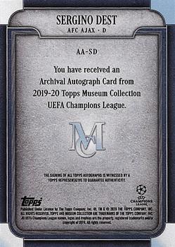 2019-20 Topps Museum Collection UEFA Champions League - Archival Autographs #AA-SD Sergino Dest Back
