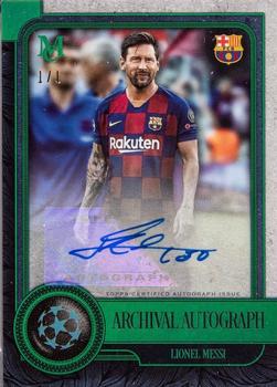 2019-20 Topps Museum Collection UEFA Champions League - Archival Autographs Emerald #AA-LM Lionel Messi Front