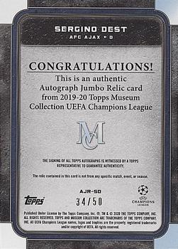 2019-20 Topps Museum Collection UEFA Champions League - Autograph Jumbo Relics Gold #AJR-SD Sergino Dest Back