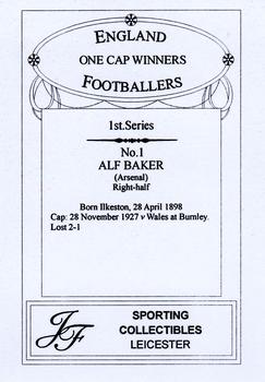 2013 JF Collectibles One Cap Winners #1 Alf Baker Back
