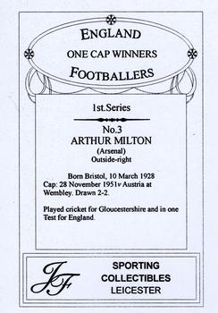 2013 JF Collectibles One Cap Winners #3 Arthur Milton Back