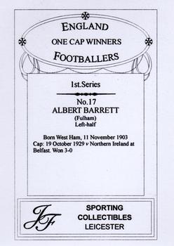 2013 JF Collectibles One Cap Winners #17 Bert Barrett Back