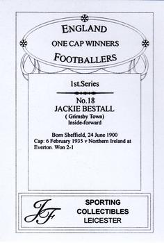 2013 JF Collectibles One Cap Winners #18 Jackie Bestall Back