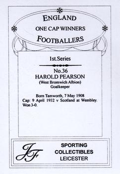 2013 JF Collectibles One Cap Winners #36 Harold Pearson Back