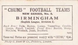 1923 Chums Football Teams #3 Birmingham Back