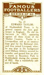 1924 British American Tobacco Famous Footballers #21 Ted Taylor Back