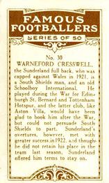 1924 British American Tobacco Famous Footballers #30 Warney Cresswell Back