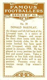 1924 British American Tobacco Famous Footballers #39 Donald McKinlay Back