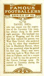 1924 British American Tobacco Famous Footballers #48 Danny Shea Back
