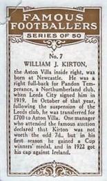 1925 British American Tobacco Famous Footballers #7 Billy Kirton Back