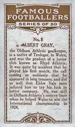 1925 British American Tobacco Famous Footballers #8 Bert Gray Back