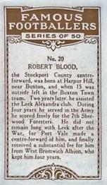 1925 British American Tobacco Famous Footballers #20 Bobby Blood Back