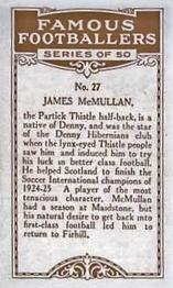 1925 British American Tobacco Famous Footballers #27 Jimmy McMullan Back