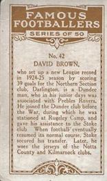 1925 British American Tobacco Famous Footballers #42 David Brown Back
