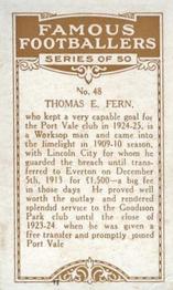 1925 British American Tobacco Famous Footballers #48 Thomas Fern Back