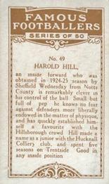 1925 British American Tobacco Famous Footballers #49 Harold Hill Back