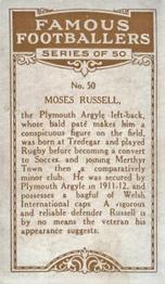 1925 British American Tobacco Famous Footballers #50 Moses Russell Back